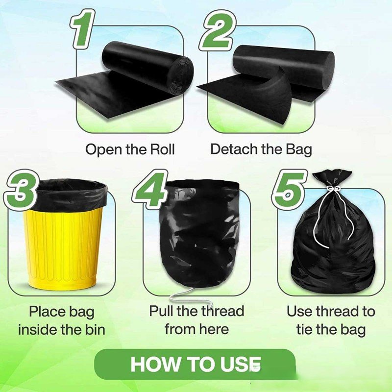 32 Pcs Black Garbage Bag Roll. - DS Traders