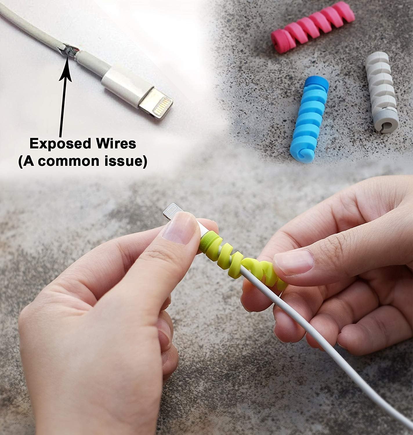 4 Pcs Pack Of Spiral Silicone Cable Protectors. - DS Traders