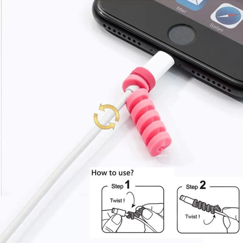 4 Pcs Pack Of Spiral Silicone Cable Protectors. - DS Traders