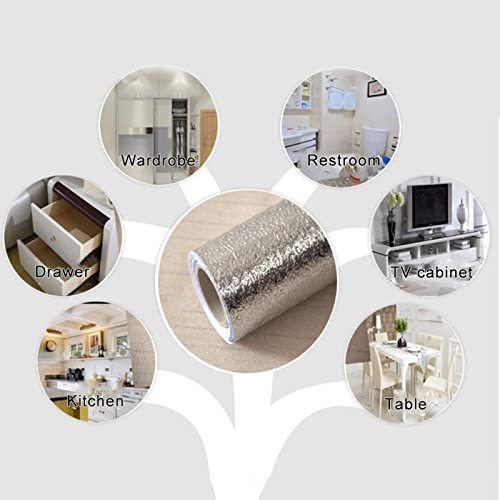 Self Adhesive Silver Aluminium Foil Sticker Sheet Roll for Kitchen Size-60*200 CM