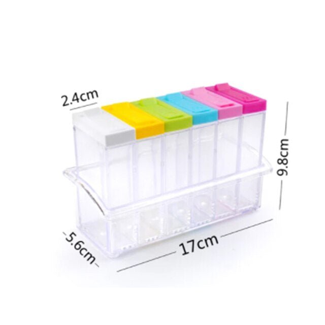 6Pcs Spice Jar Set Home Storage Container with Tray Rack. - DS Traders