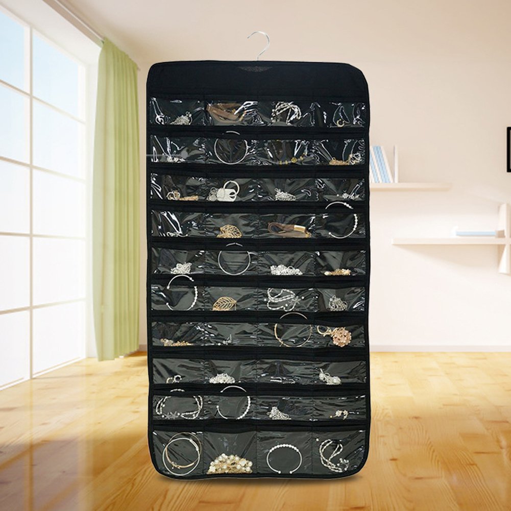 80 Pockets Clear PVC Double-sided Hanging Storage Bag. - DS Traders