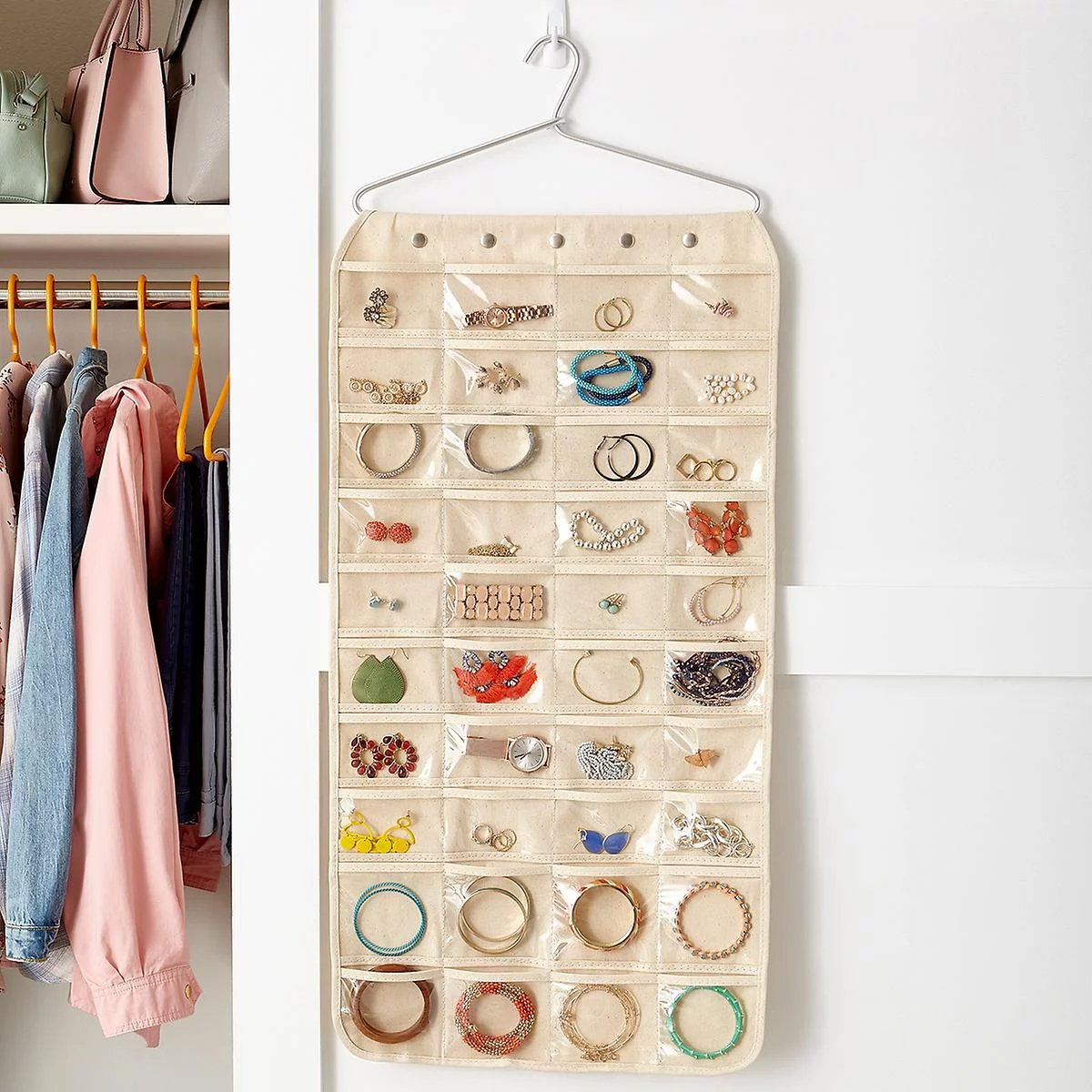 80 Pockets Clear PVC Double-sided Hanging Storage Bag. - DS Traders