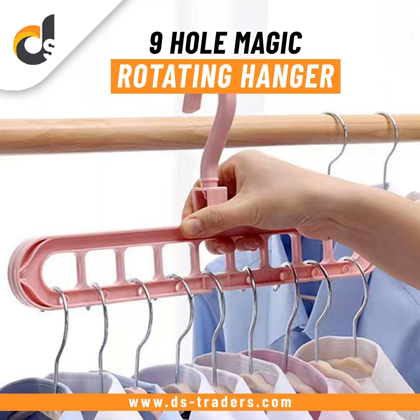 9 Hole Magic Rotating Hanger | Smart Cloth Organizer - DS Traders