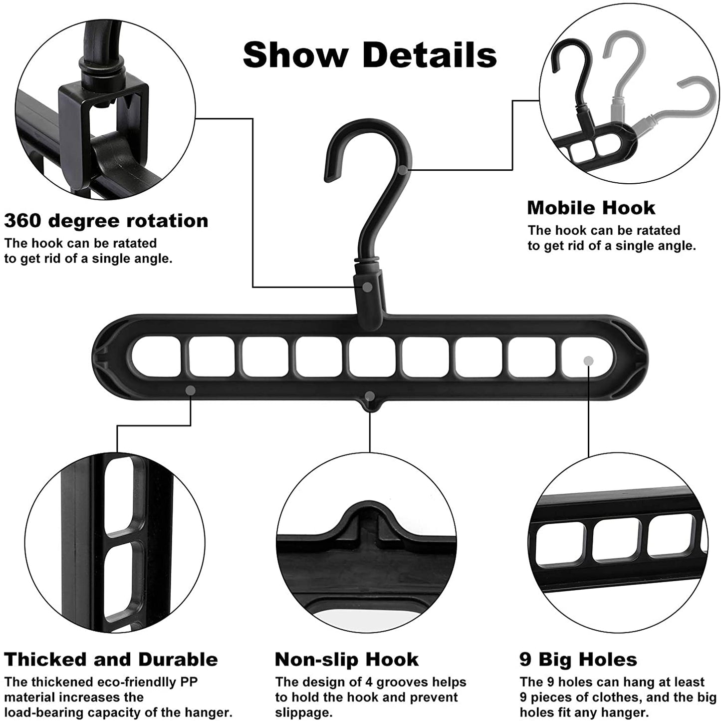 9 Hole Magic Rotating Hanger | Smart Cloth Organizer - DS Traders