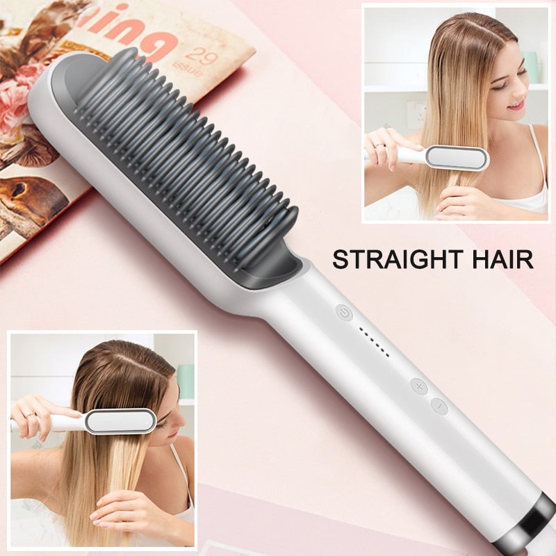 909 Hair Straightener - Ceramic Heated Hair Brush - DS Traders