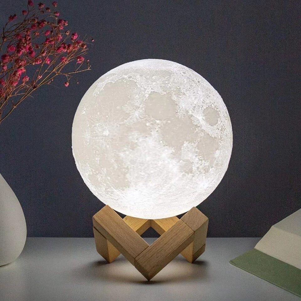 3D Moon Lamp Light for Bedroom With Beautiful Plastic Stand