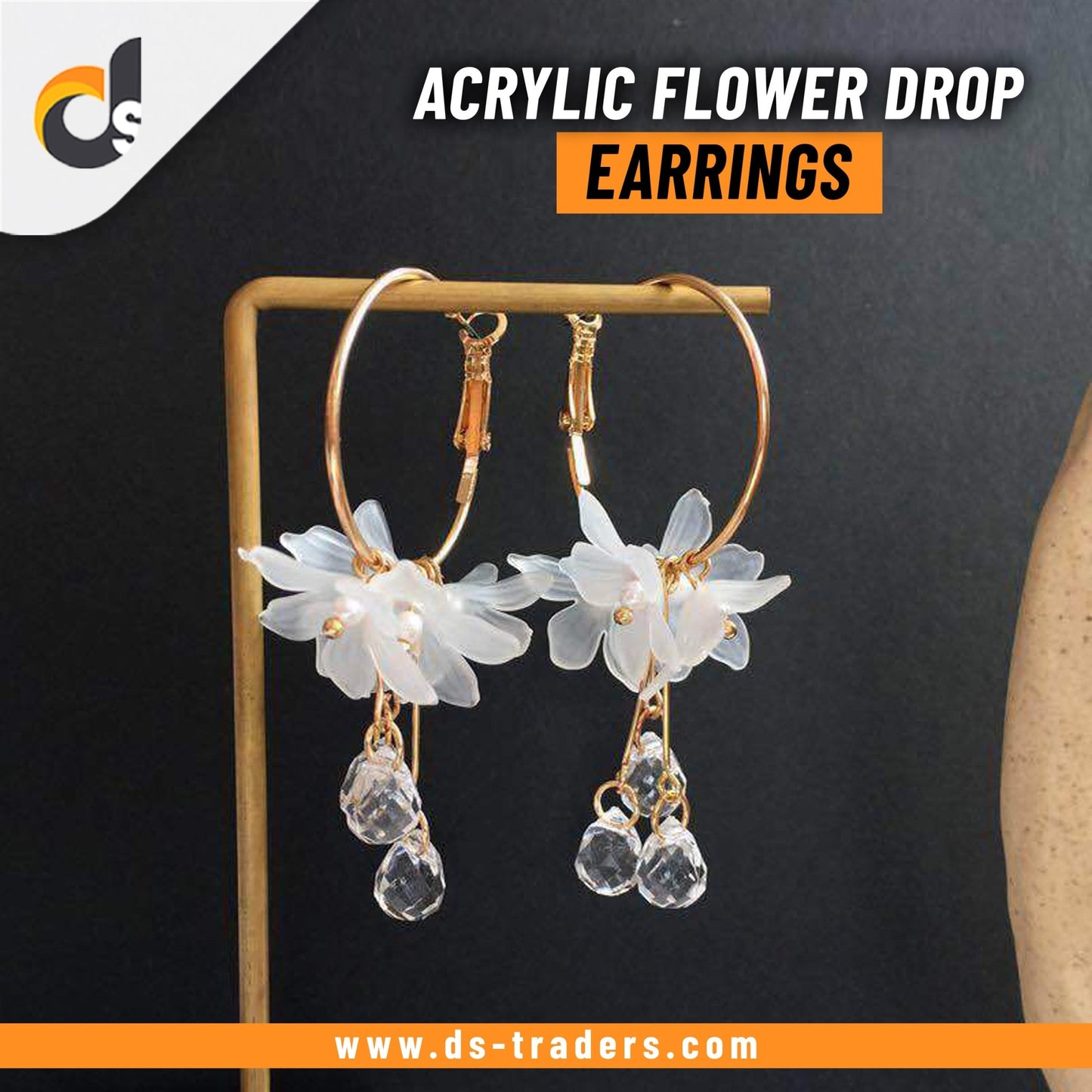 Acrylic Flower Drop Earrings - DS Traders