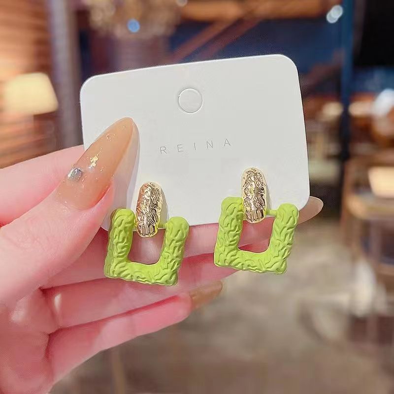 Avacado Green Square Earrings - DS Traders