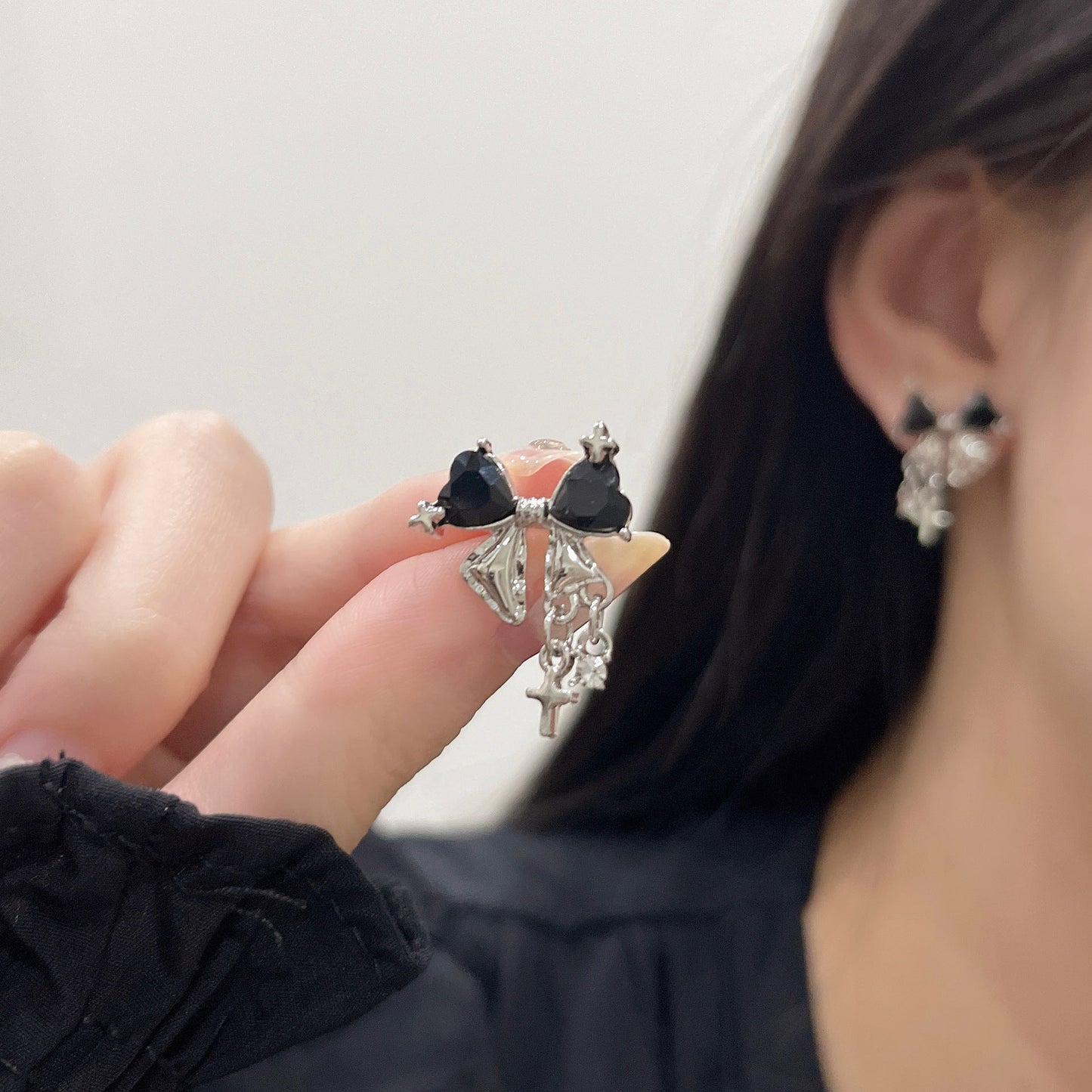Black Bow Earrings Set - DS Traders