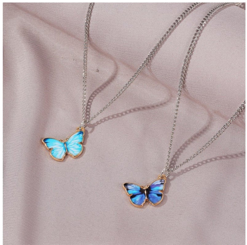 Blue Gradient Butterfly Necklace - DS Traders