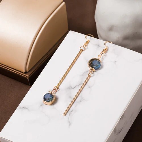 C Shape Blue Pearl Earrings - DS Traders