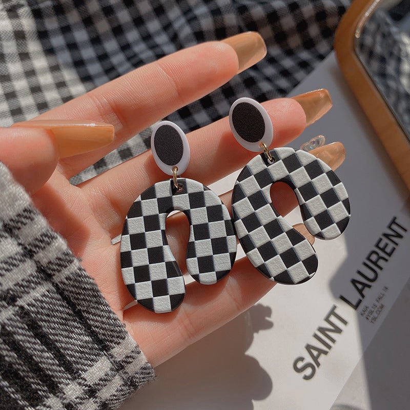 Checker Board Earrings - DS Traders