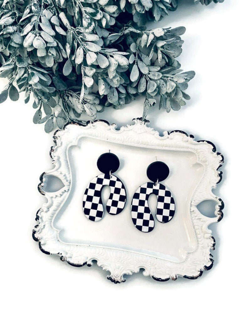 Checker Board Earrings - DS Traders