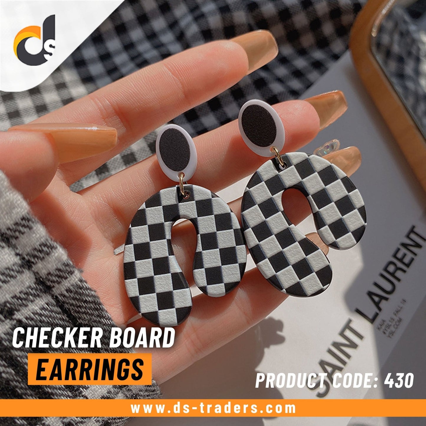 Checker Board Earrings - DS Traders
