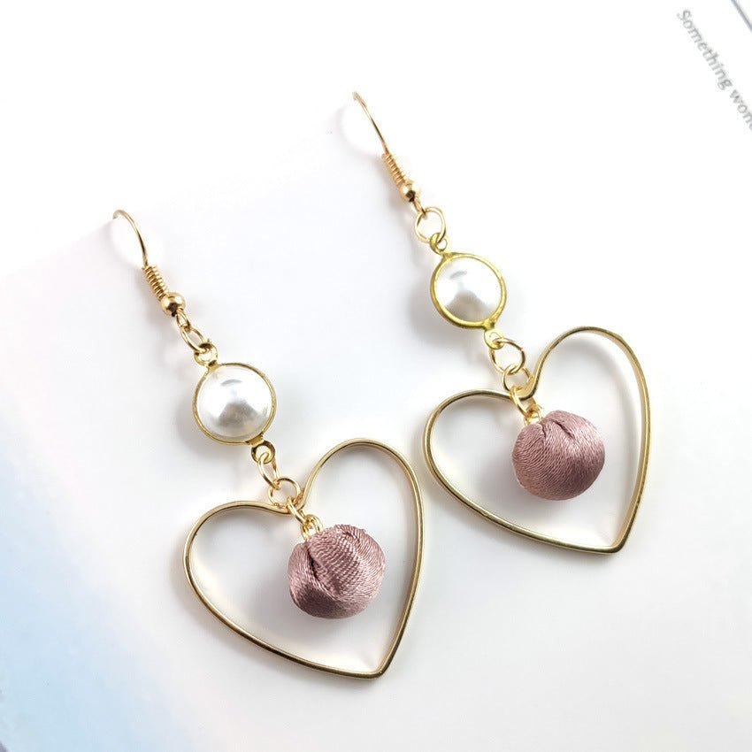 Cloth Ball in Heart Earrings - DS Traders