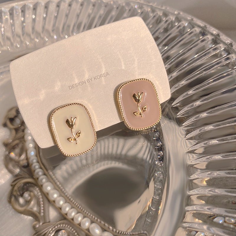 Crystal Square Flower Earrings - DS Traders