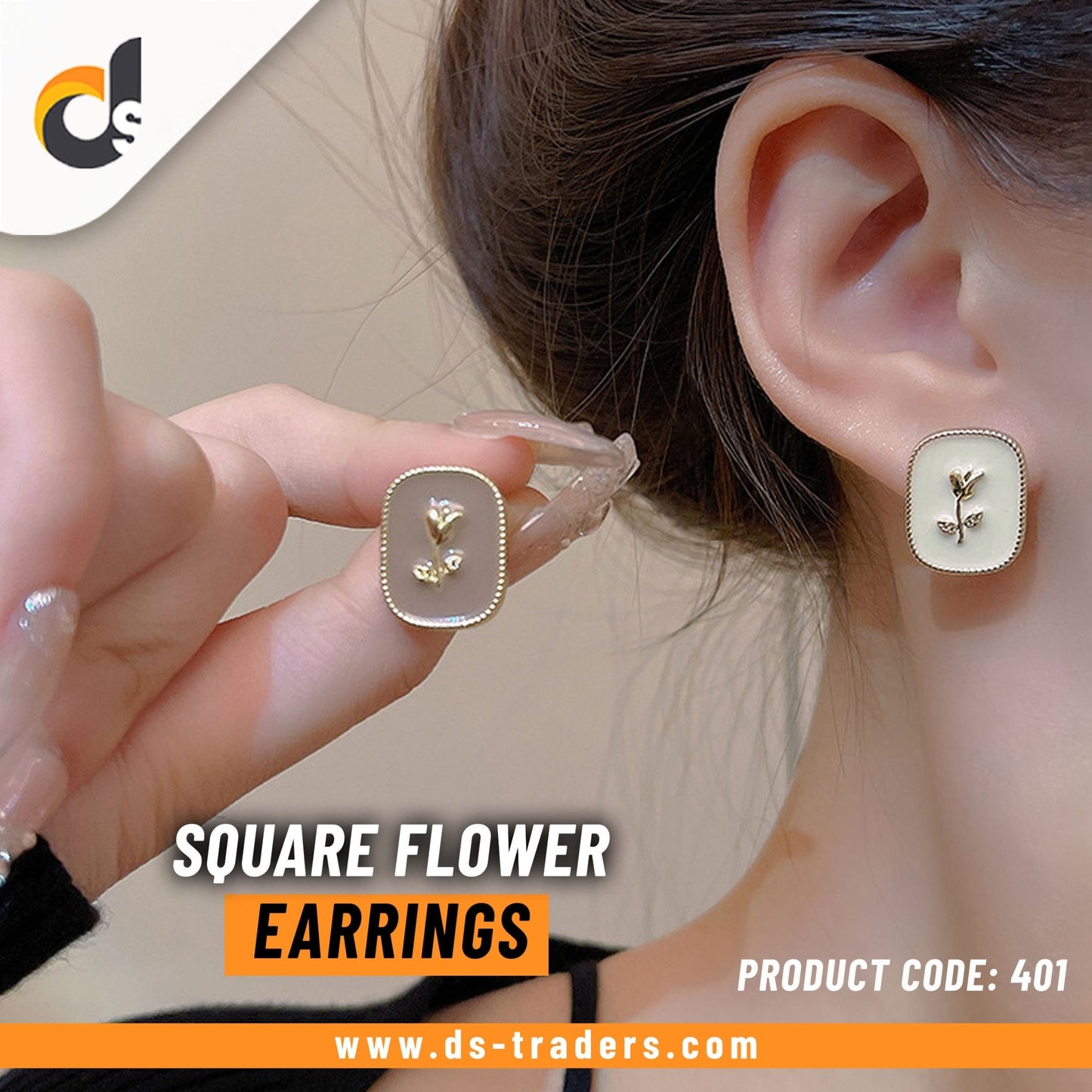 Crystal Square Flower Earrings - DS Traders