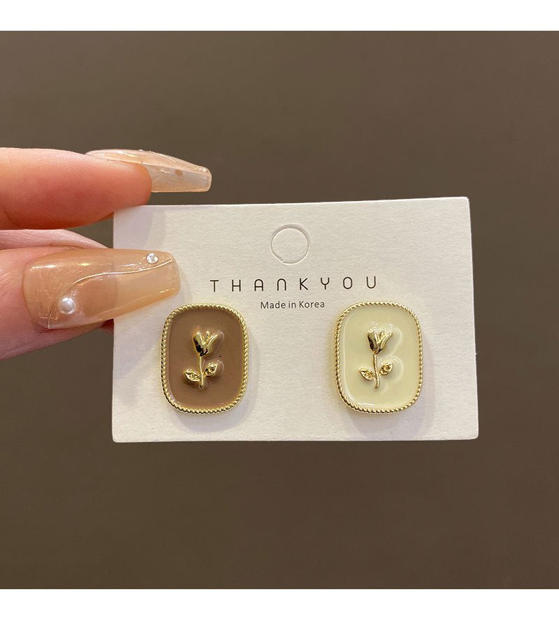 Crystal Square Flower Earrings - DS Traders