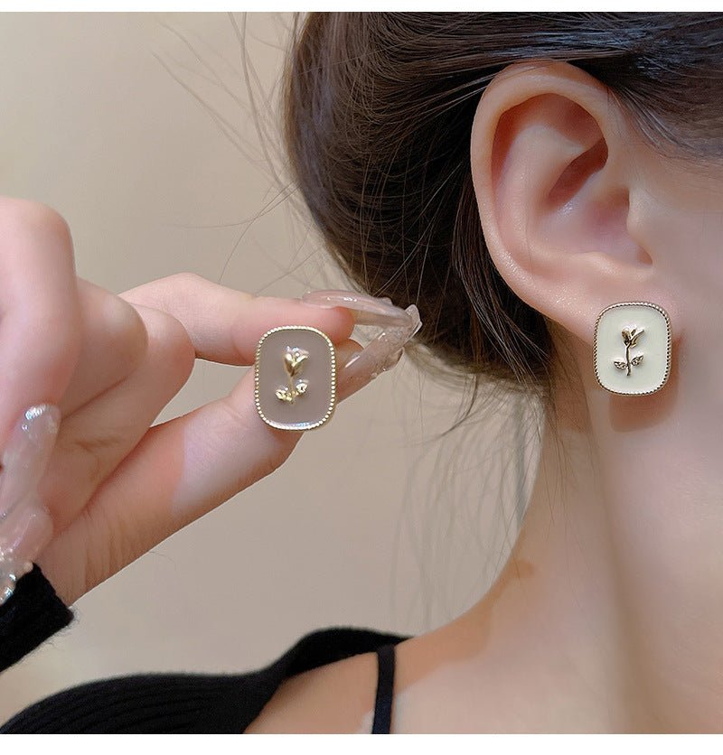 Crystal Square Flower Earrings - DS Traders