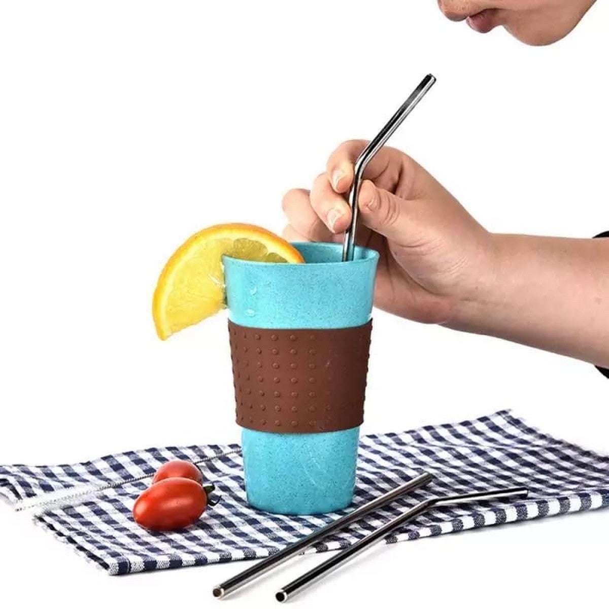Reusable Stainless Steel Metal Straw with Cleaning Brush