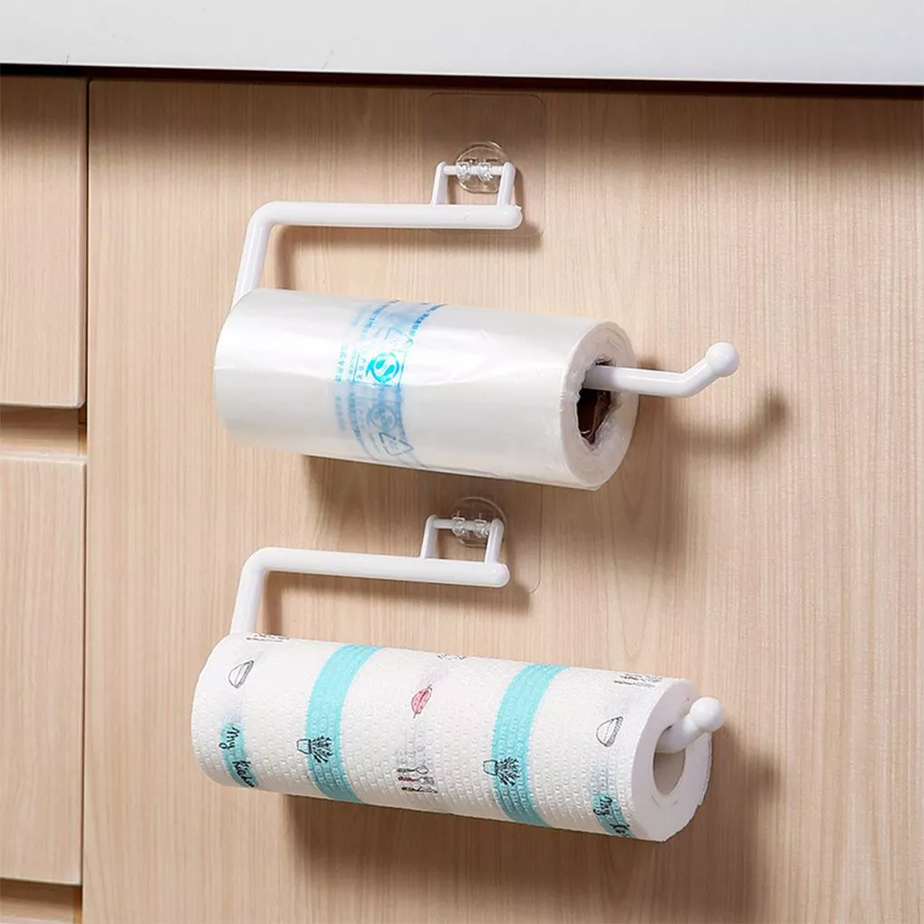 Wall-Mounted Plastic Tissue & Paper Roll Holder Organizer