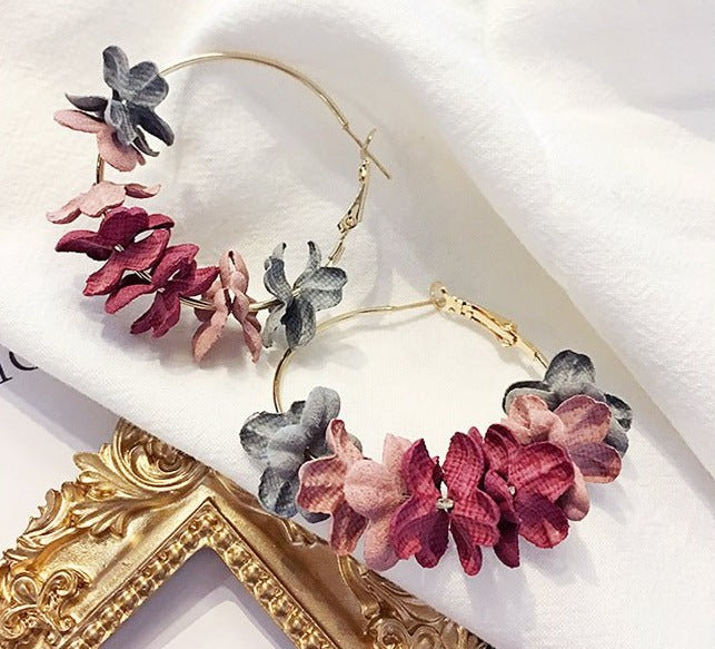 Elegant Fabric Flower Earrings - DS Traders