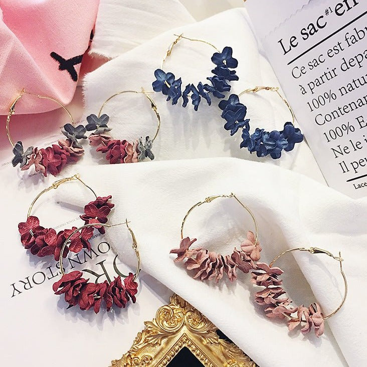 Elegant Fabric Flower Earrings - DS Traders