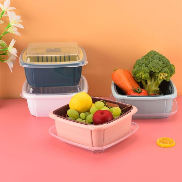 Fruit Vegetable Washing Drain Basket - Square Basket Strainer With Lid - DS Traders