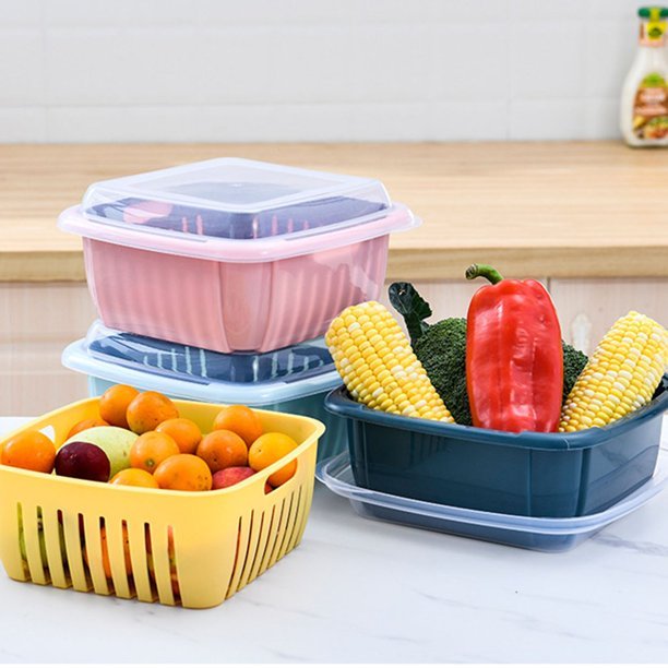 Fruit Vegetable Washing Drain Basket - Square Basket Strainer With Lid - DS Traders