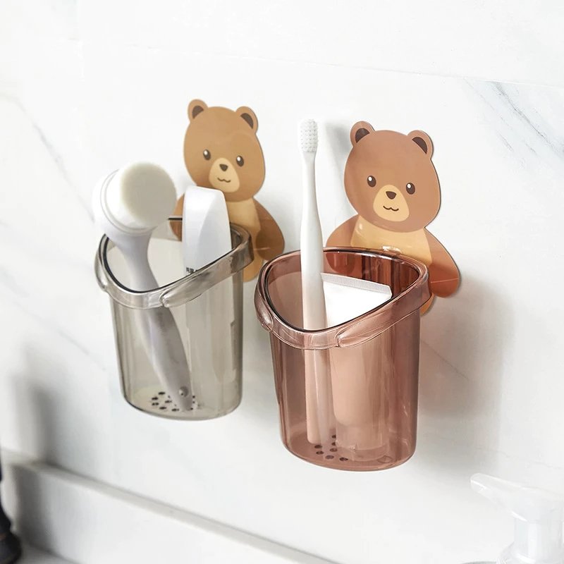 Home Bathroom Accessories Set Toothbrush Holder Toothpaste Storage Rack Wall Mount - DS Traders