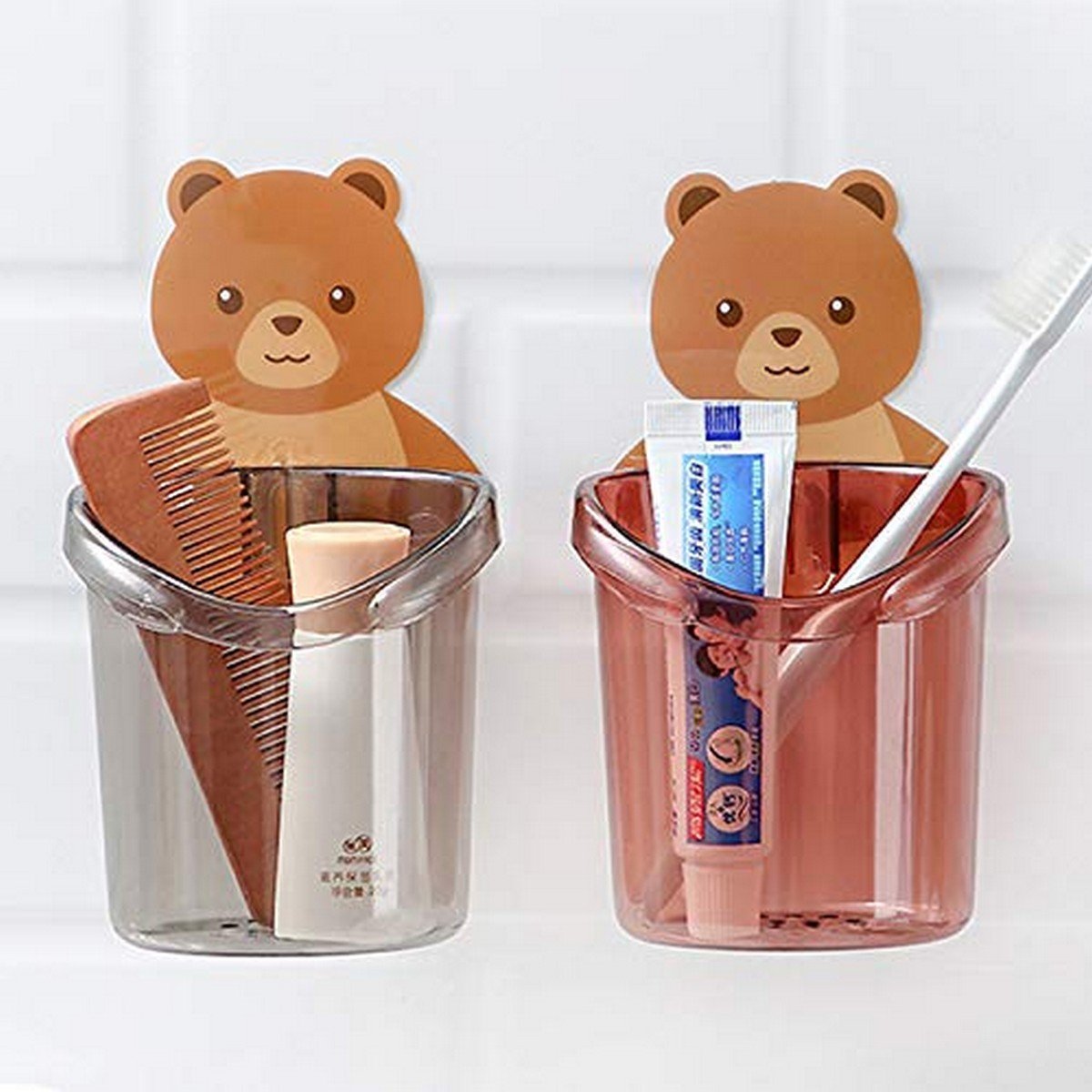 Home Bathroom Accessories Set Toothbrush Holder Toothpaste Storage Rack Wall Mount - DS Traders