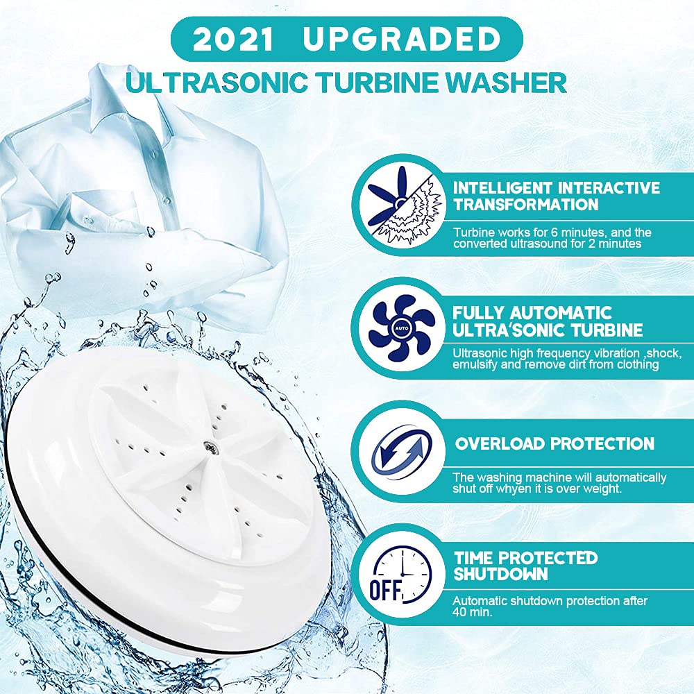 Mini Ultrasonic Washing Machine Portable Turbo Personal Rotating Washer Convenient Travel Home Business Travel - DS Traders