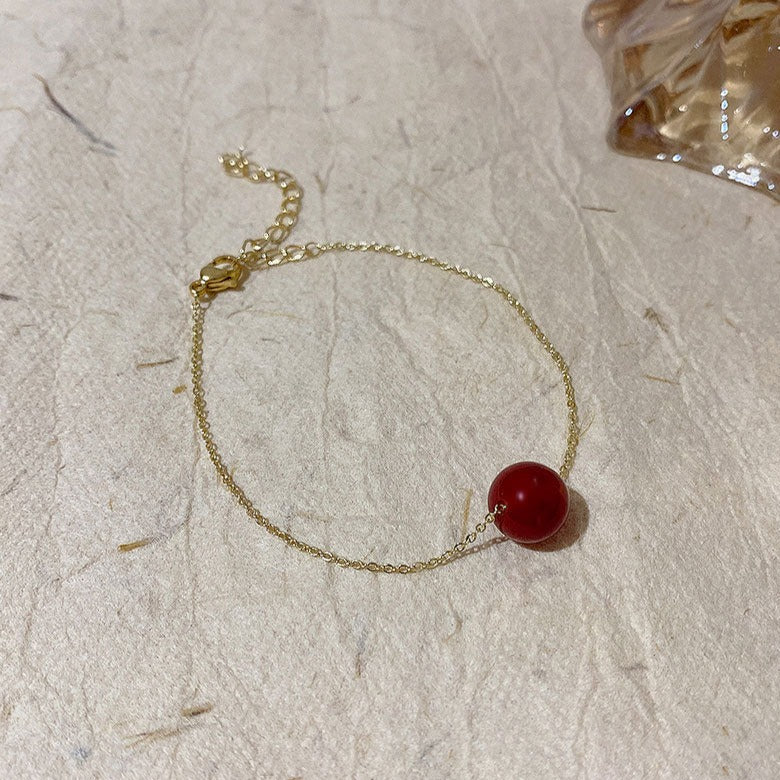 Natural Red Ball Barcelet - DS Traders