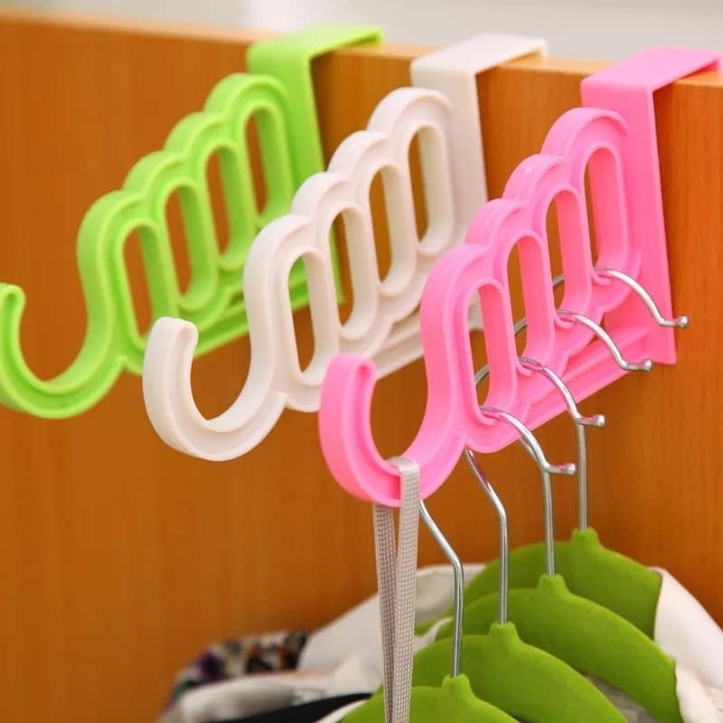 Pack Of 2 - 5 Hole Plastic Organizer Door Hooks. - DS Traders
