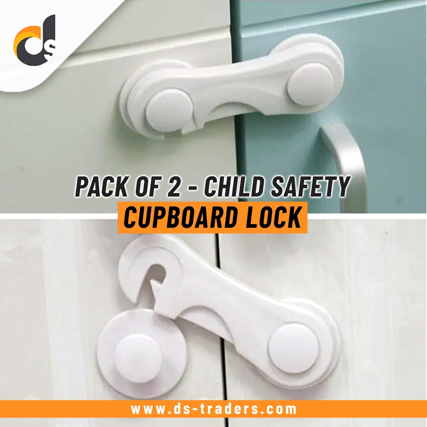 Pack Of 2 Child Saftey Cupboard Lock - DS Traders