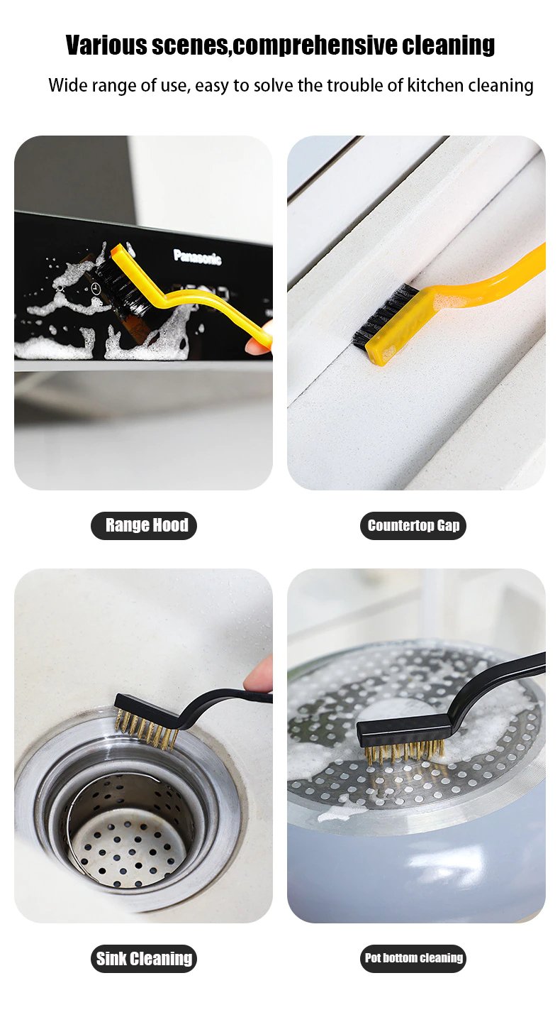 Pack of 3 Mini Wire Brush Set (Brass, Nylon, Stainless Steel Bristles) - DS Traders