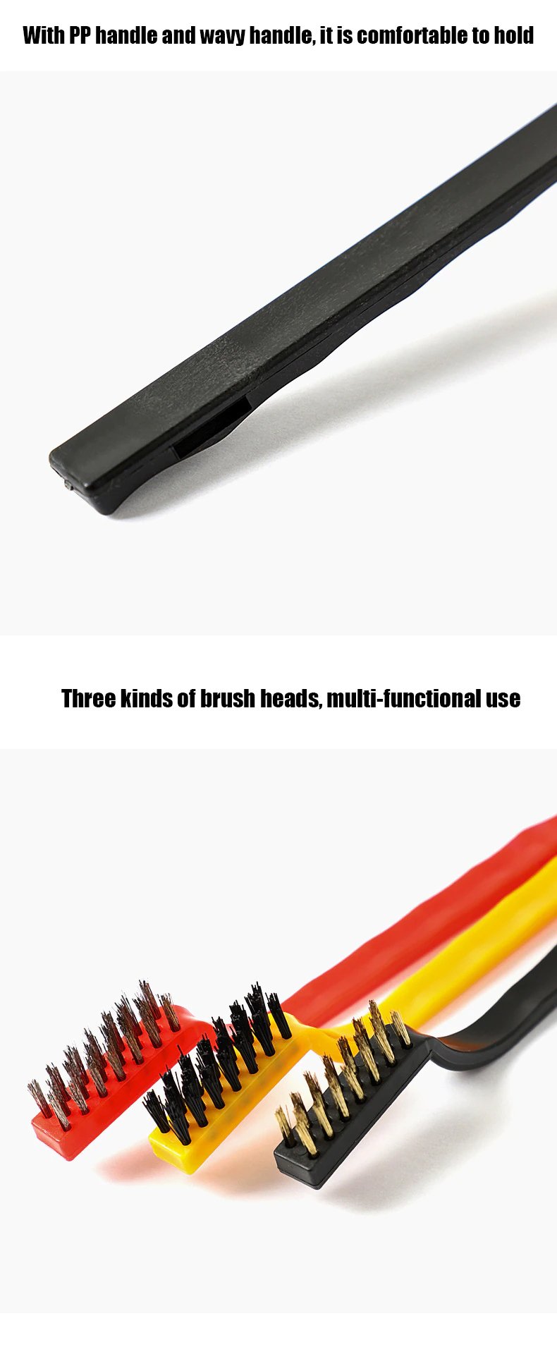 Pack of 3 Mini Wire Brush Set (Brass, Nylon, Stainless Steel Bristles) - DS Traders