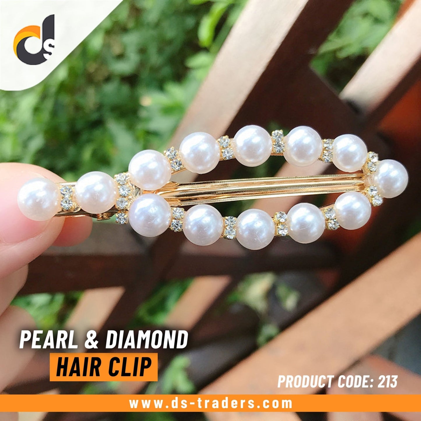 Pearl & Diamond Hair Clip - DS Traders
