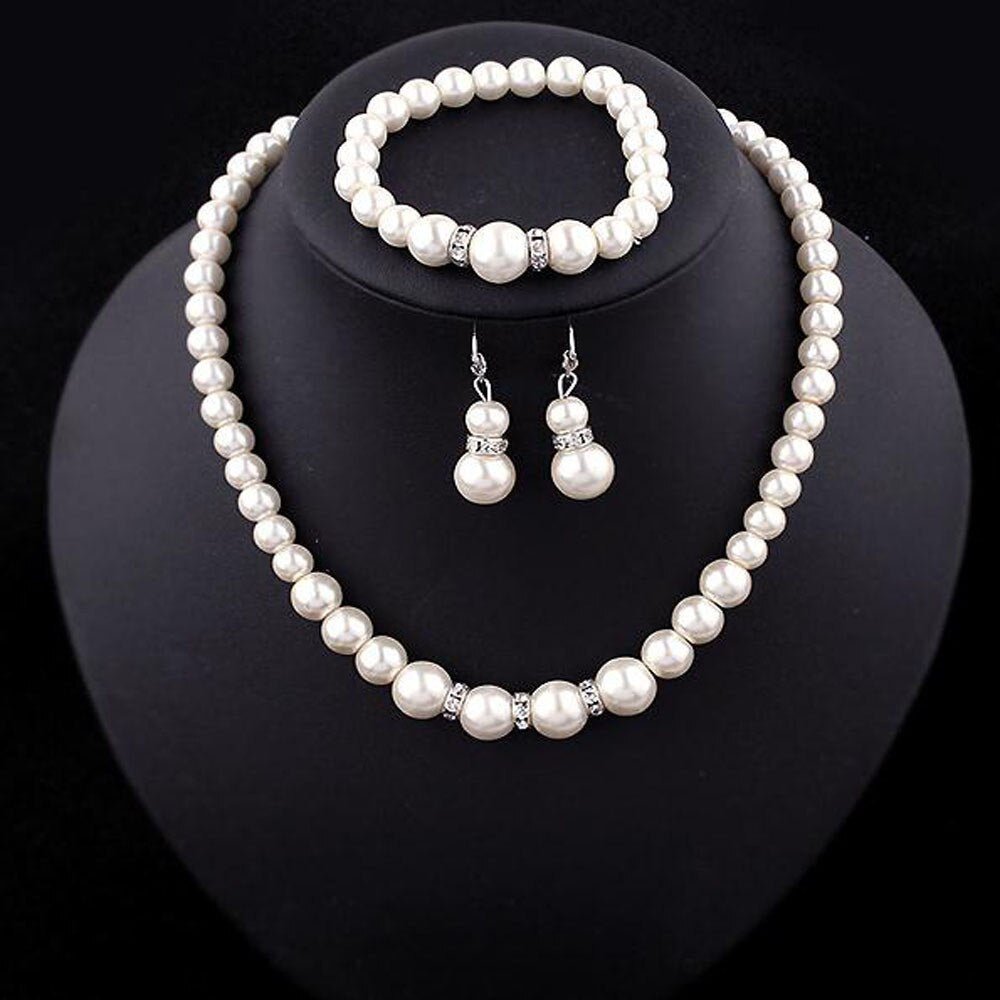 Pearl Necklace Set | Necklace with Earrings and Bracelet - DS Traders