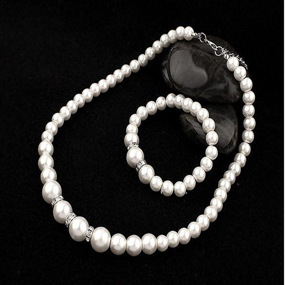 Pearl Necklace Set | Necklace with Earrings and Bracelet - DS Traders