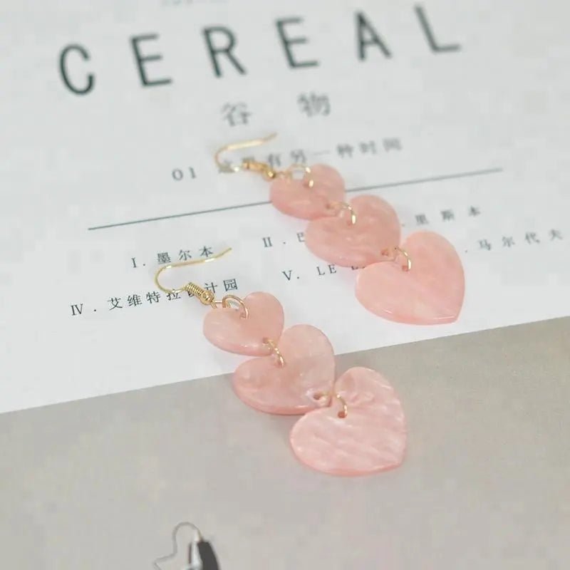 Pink Heart Drop Earrings - DS Traders