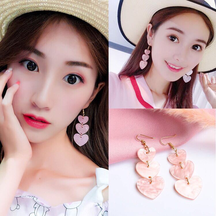 Pink Heart Drop Earrings - DS Traders