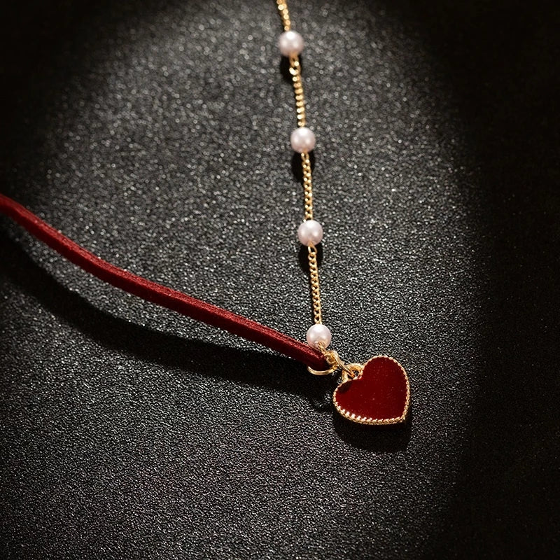 Red Velvet Heart Necklace - DS Traders