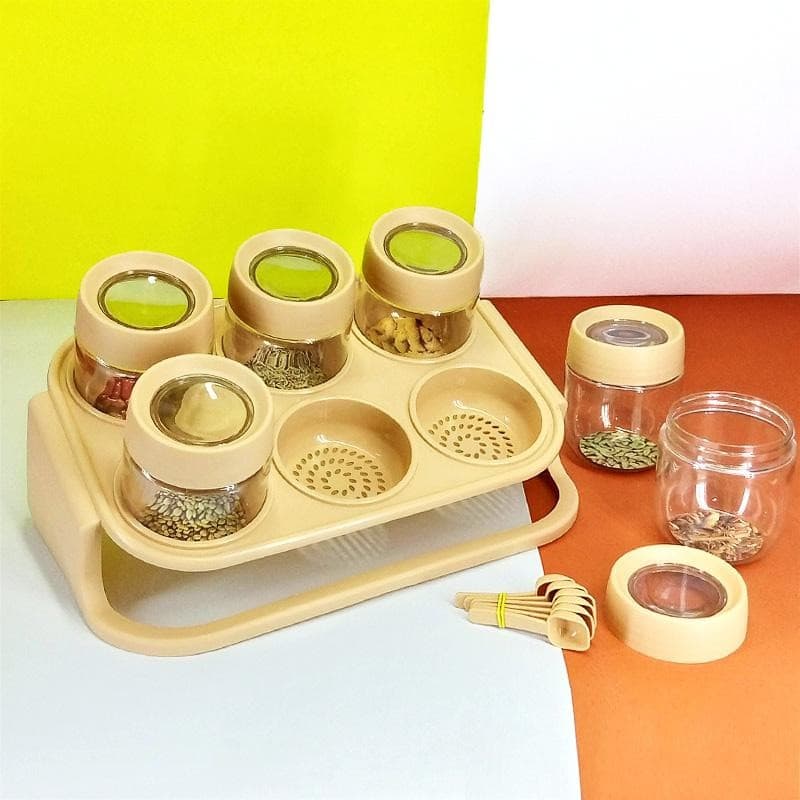 Spice Zone 6 Pieces Masala Rack With Elegant Stand - DS Traders