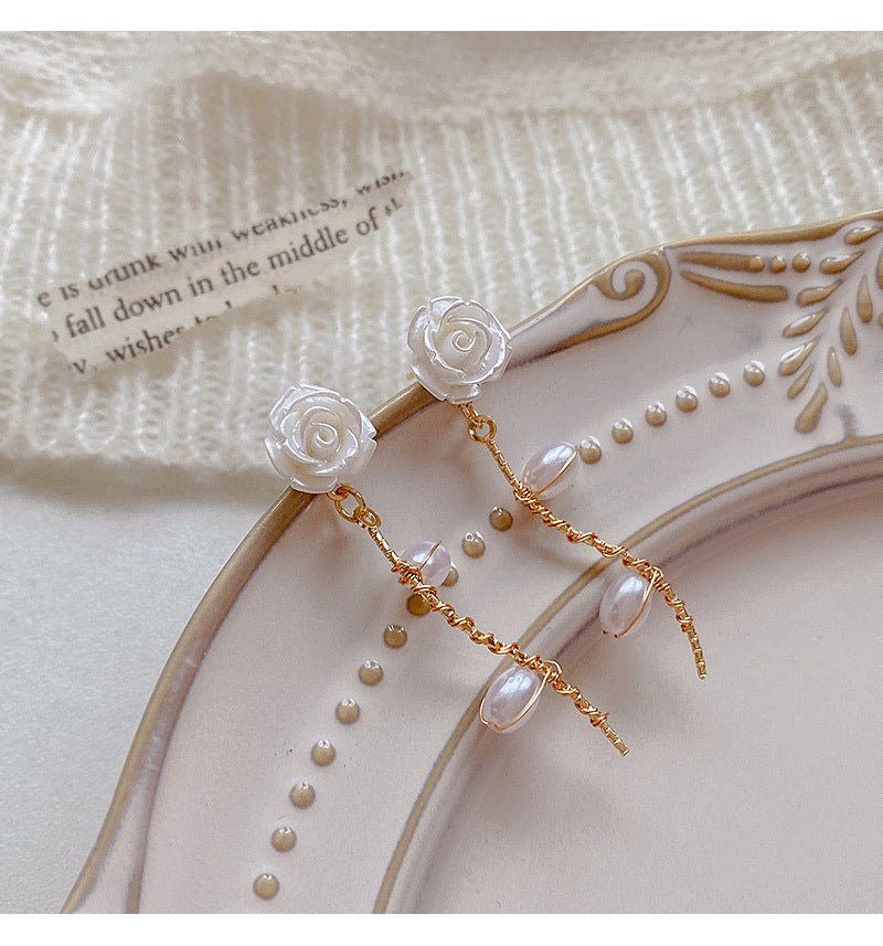 Sweet Pearl Rose Earrings - DS Traders
