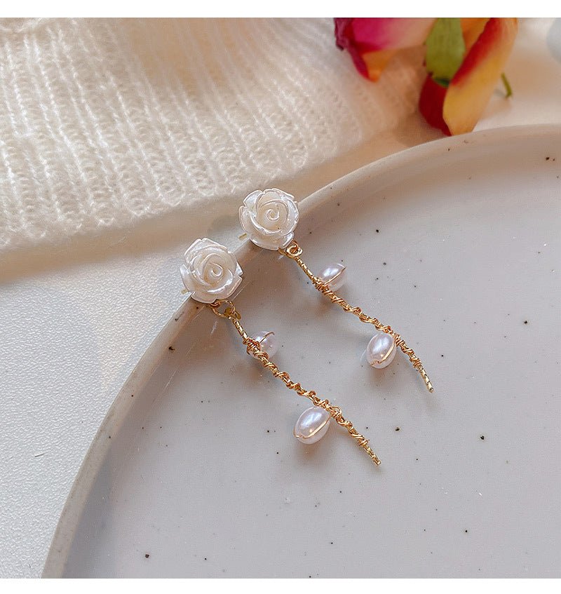 Sweet Pearl Rose Earrings - DS Traders