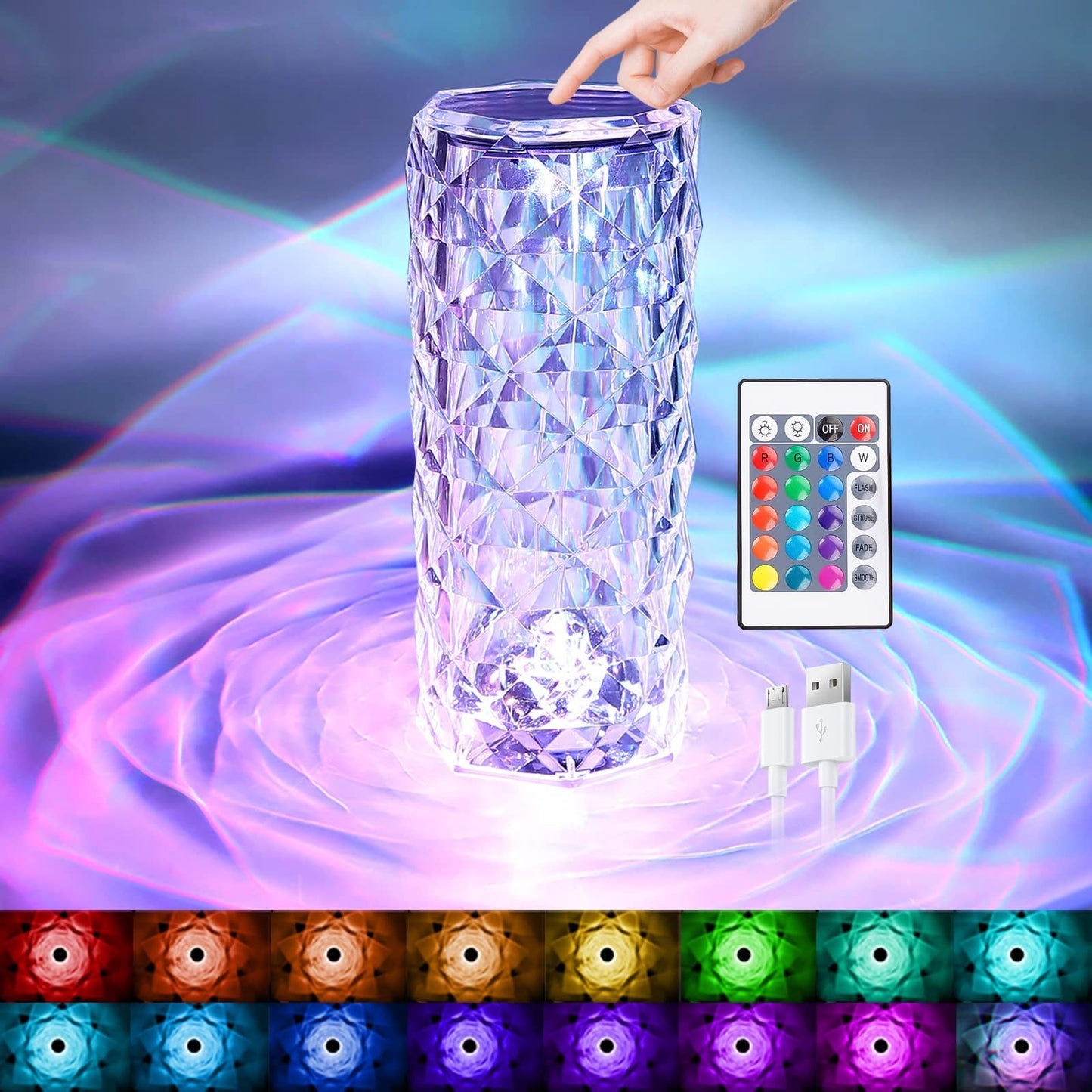USB Charging Rose Diamond Table Lamp. - DS Traders