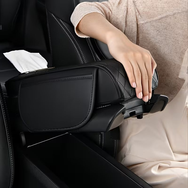 Multifunctional Car Armrest Cushion with Tissue Holder