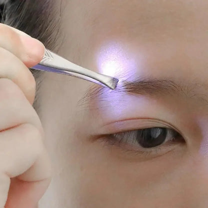 Stainless Steel LED Lighted Eyebrow Tweezer